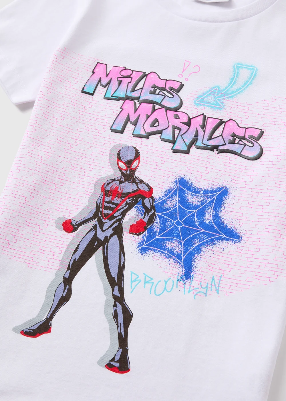 Marvel Kids White Miles Morales Spiderman T-Shirt (4-11yrs) - 4 Yrs Image 2
