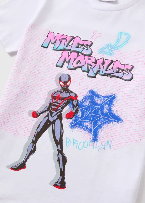 Marvel Kids White Miles Morales Spiderman T-Shirt (4-11yrs) - 4 Yrs Image 2