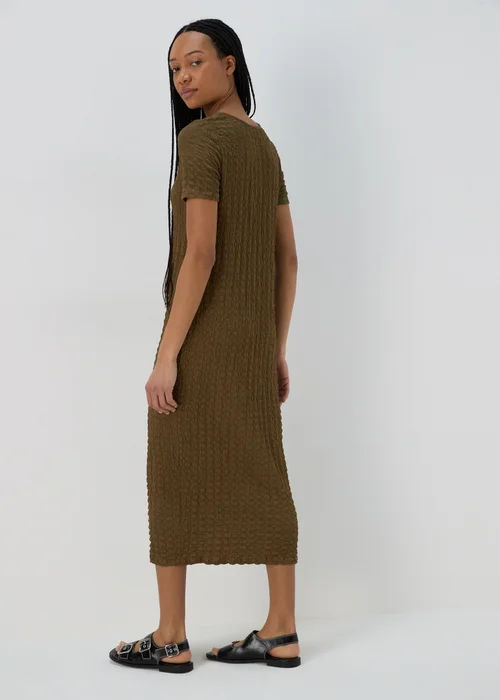 Papaya Petite Khaki Hyper Textured Midi Dress - 6 Image 2