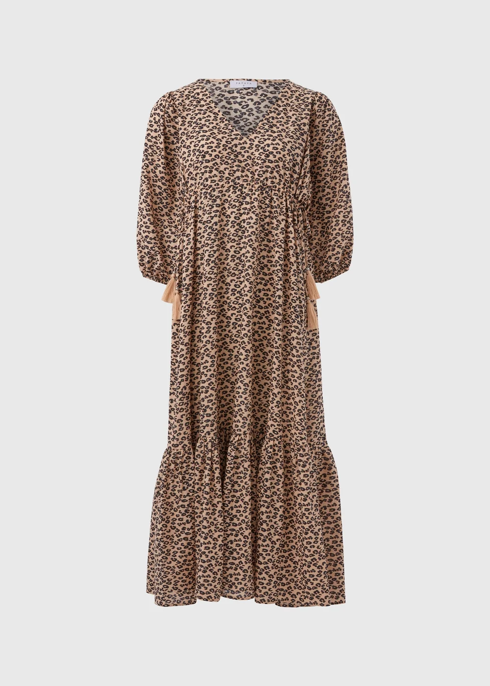 Papaya Petite Brown Leopard Print Cotton Midi Dress - 6 Image 5