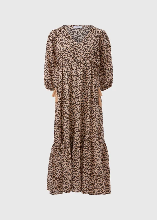 Papaya Petite Brown Leopard Print Cotton Midi Dress - 6 Image 5