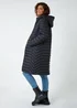 Roman Black Longline Hooded Padded Coat - 16 Image 3