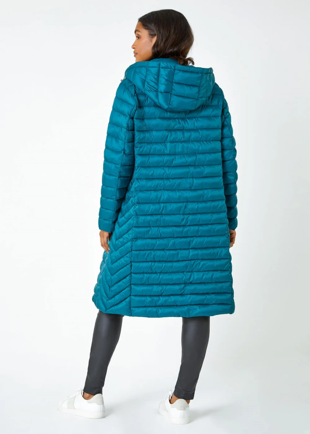 Roman Teal Longline Hooded Padded Coat - 8 Image 3