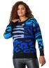 Roman Blue Colour Block Animal Print Jumper - Size 20 Image 1