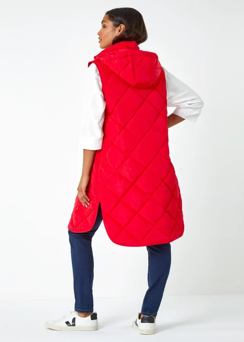 Roman Red Diamond Quilted Longline Gilet - 18 Image 4