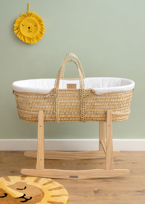 Clair de Lune Organic Palm Moses Basket - With Stand - Newborn Image 2