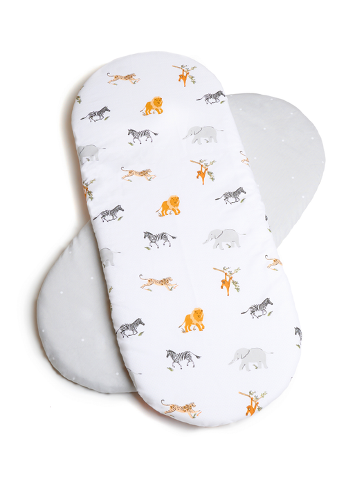 Clair de Lune Jungle Dream 2 Pack Moses Basket Sheets - One Size Image 1