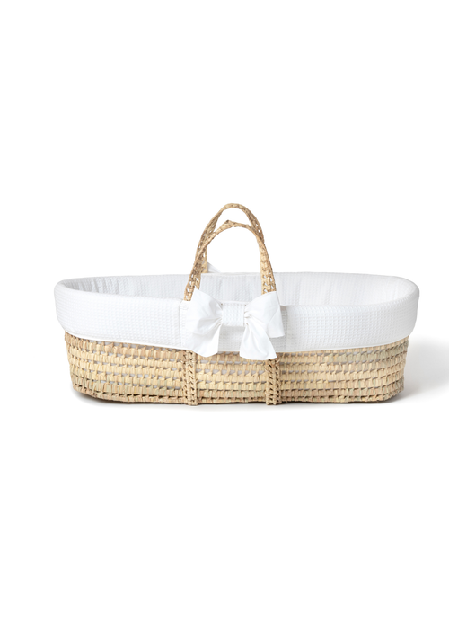 Clair de Lune Chelsea Palm Moses Basket - With Natural Rocking Stand - Newborn Image 2