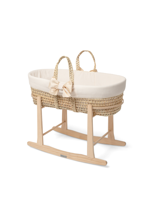 Clair de Lune Chelsea Palm Moses Basket - With Natural Rocking Stand - Newborn Image 1