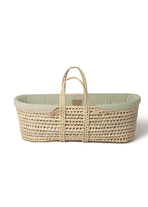 Clair de Lune Sage Organic Palm Moses Basket - With Rocking Stand - Up to 1 Month Image 3