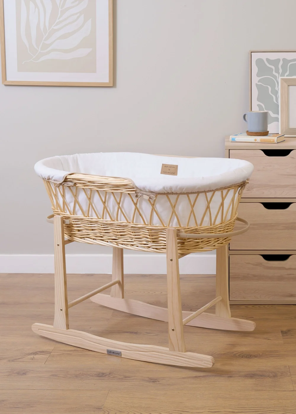 Clair de Lune Organic Wicker Moses Basket - With Stand - Newborn Image 3