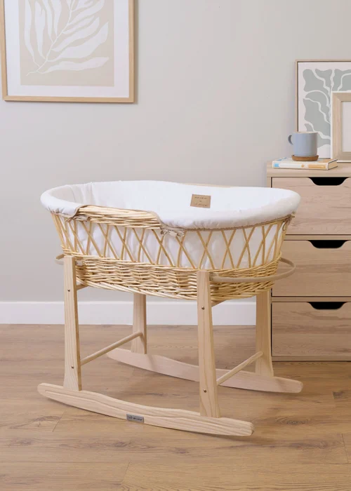Clair de Lune Organic Wicker Moses Basket - With Stand - Newborn Image 3