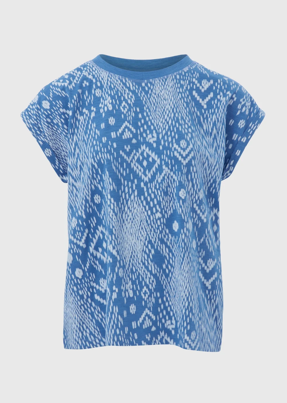 Blue Printed Relaxed Fit T-Shirt - Small Image 5
