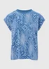 Blue Printed Relaxed Fit T-Shirt - Small Image 5