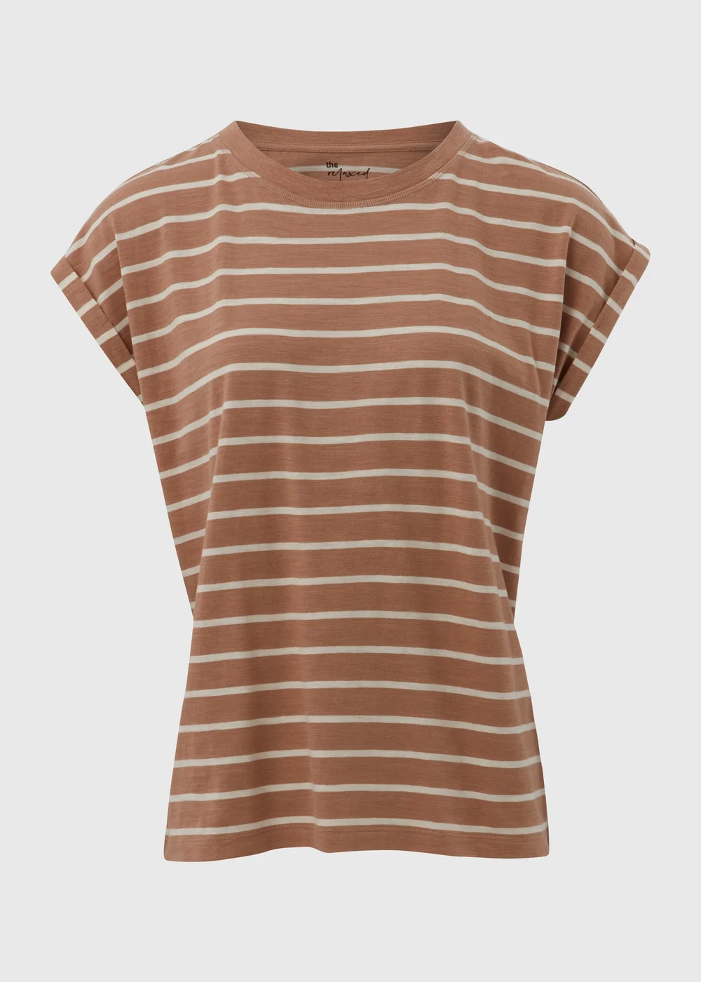 Beige Stripe Relaxed Fit T-Shirt - S Image 1