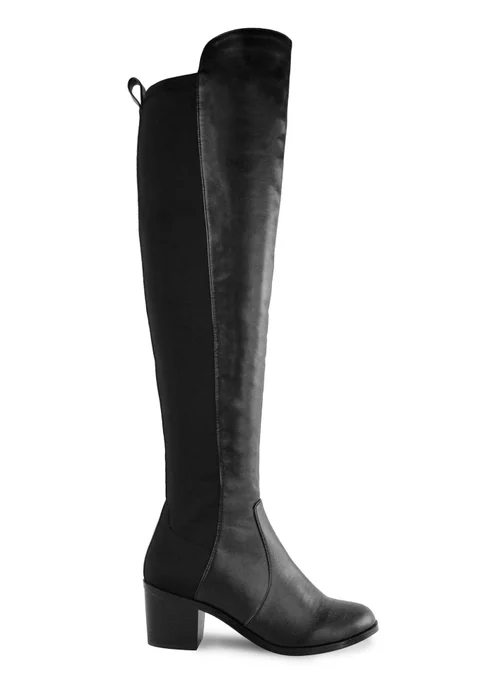 Where's That From Black Pu Britta Thigh High Heeled Boots - Size 6 Image 1