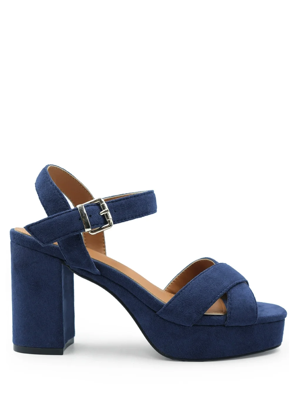 Where's That From Navy Suede Marcia Platform Strappy Block Heels - 3 Image 1