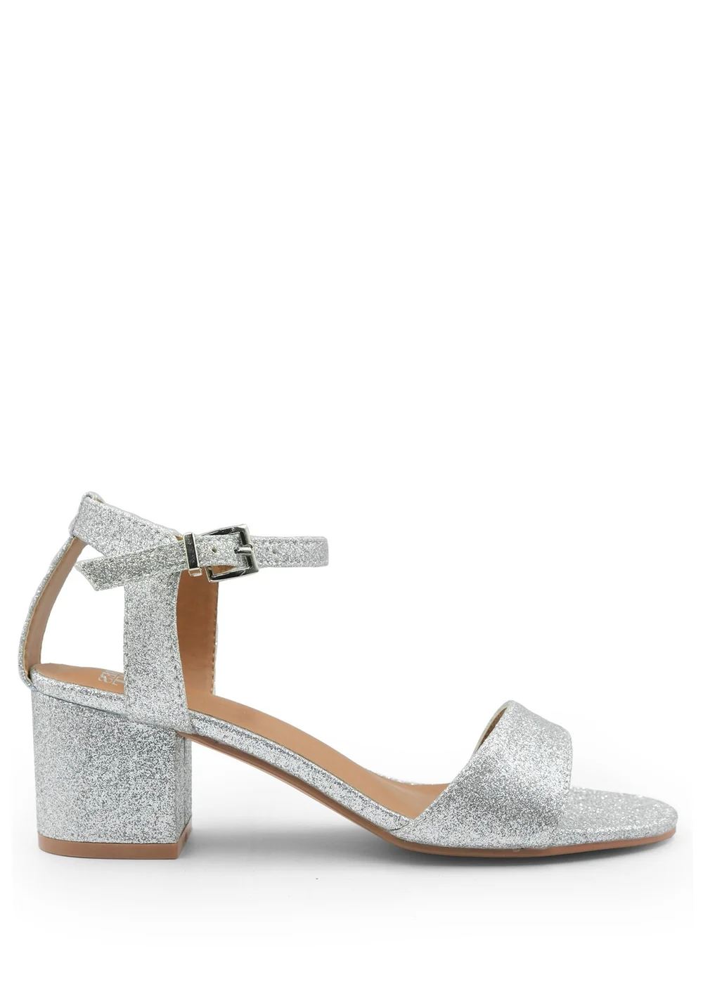 Where's That From Silver Glitter Adrianna Strappy Block Heels - 3 Image 1