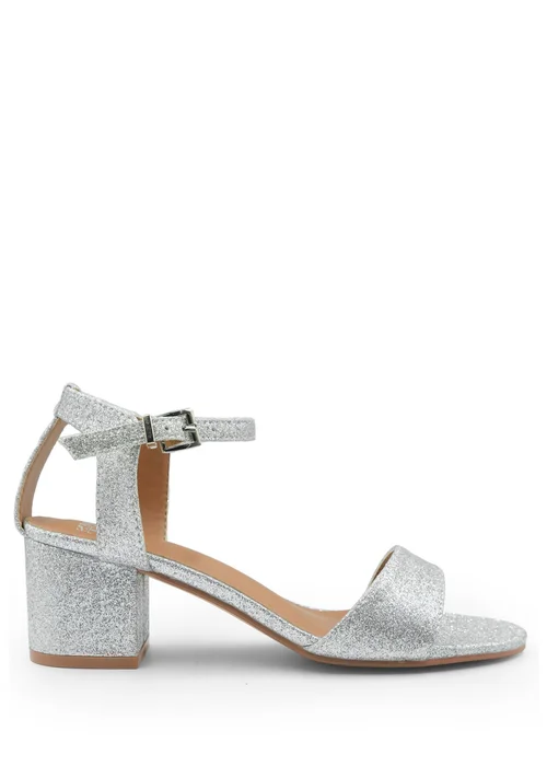 Where's That From Silver Glitter Adrianna Strappy Block Heels - 3 Image 1