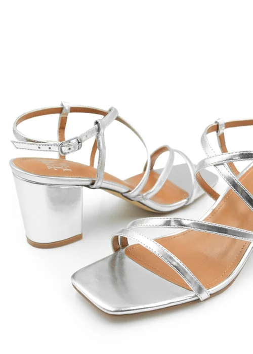 Where's That From Silver Metallic Sidra Block Heel Sandals - 3 Image 2