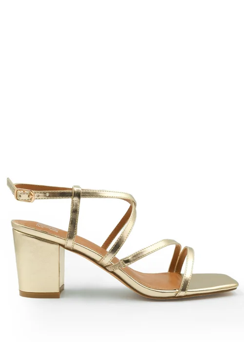 Where's That From Gold Metallic Sidra Block Heel Sandals - Size 8 Image 1