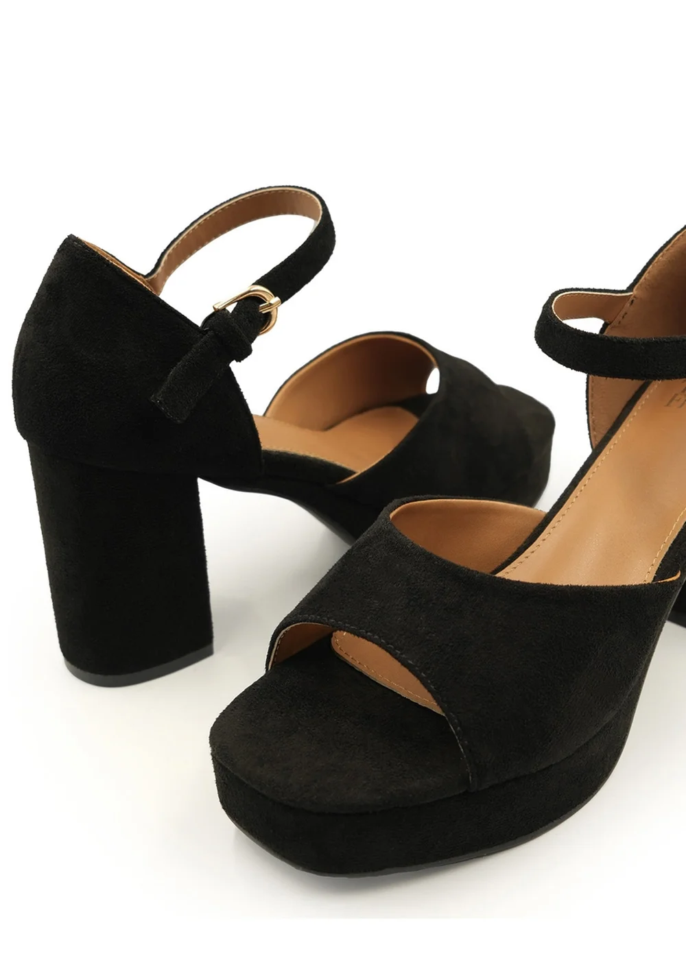 Where's That From Black Suede Marin Platform Strappy Block Heels - 3 Image 2