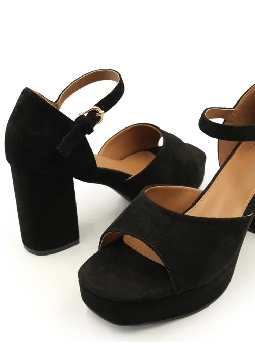 Where's That From Black Suede Marin Platform Strappy Block Heels - 3 Image 2