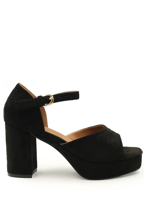 Where's That From Black Suede Marin Platform Strappy Block Heels - 3 Image 1