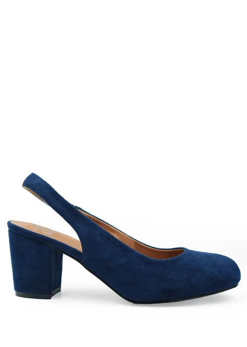 Where's That From Navy Suede Edith Block Heel Slingback Shoes - 3 Image 1