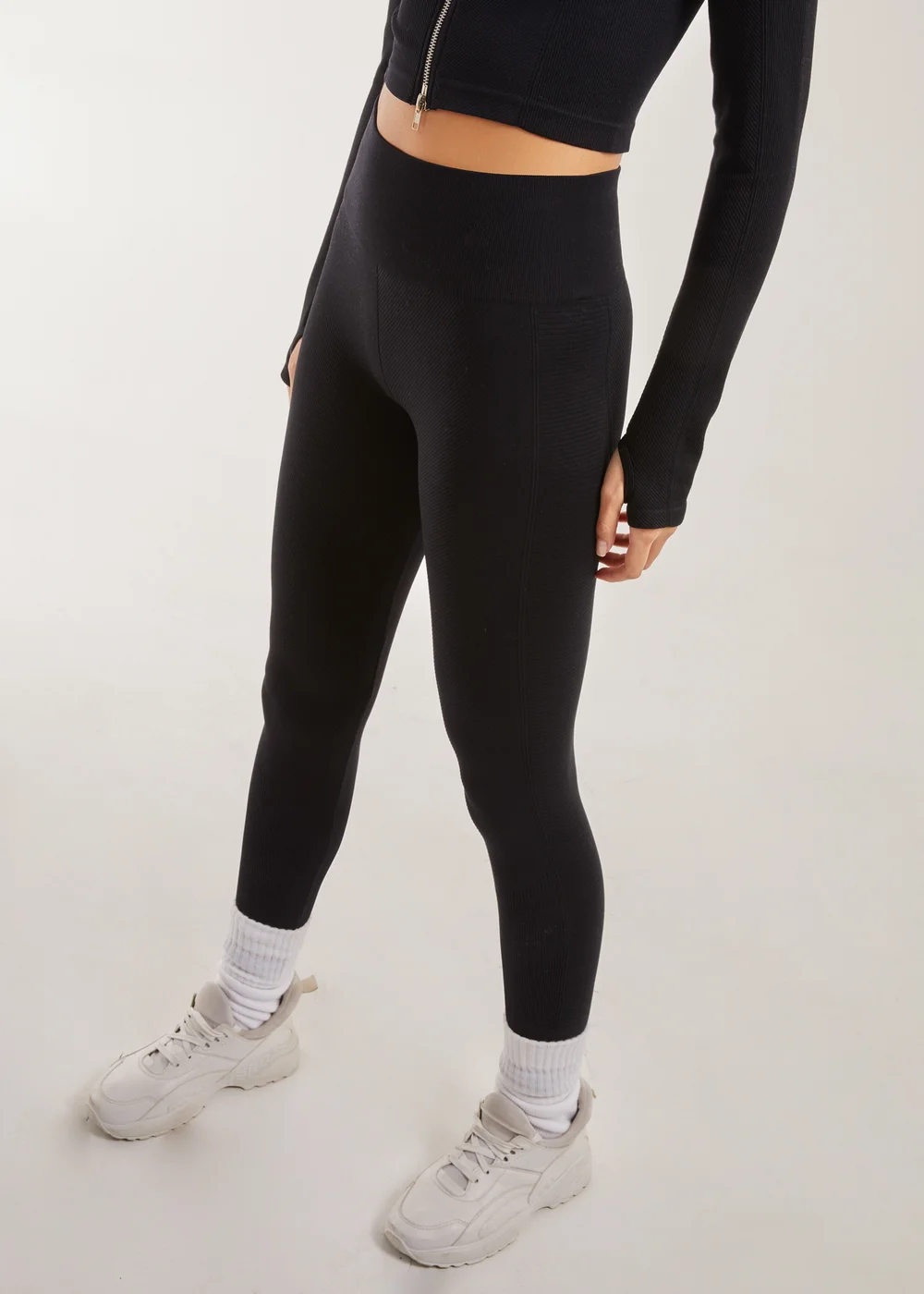 Pink Vanilla Black Active Rib Leggings - S Image 1