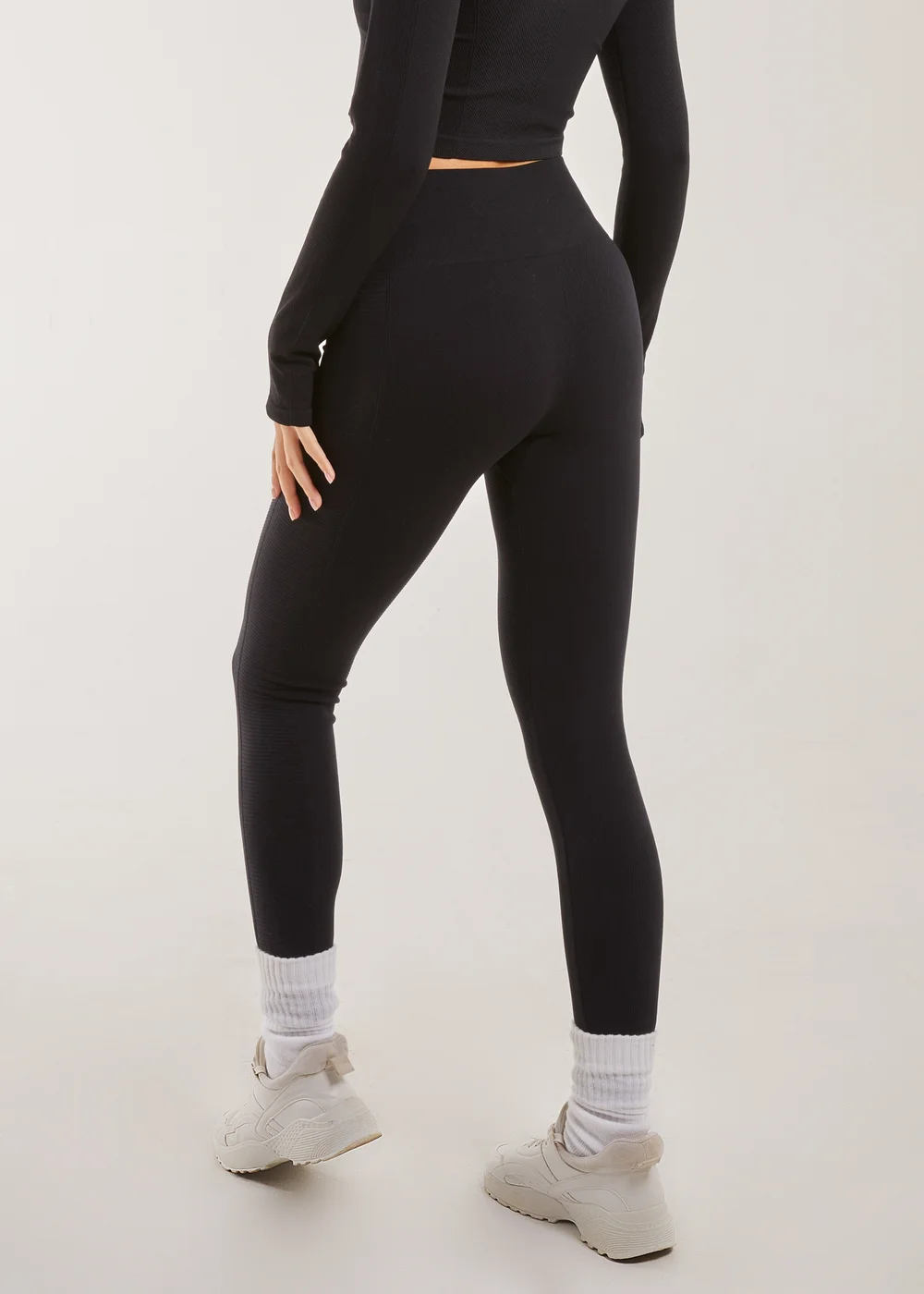 Pink Vanilla Black Active Rib Leggings - S Image 3