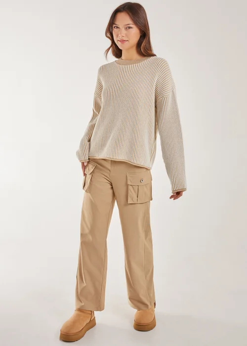 Pink Vanilla Stone Oversized Pocket Wide Leg Cargo Trousers - 8 Image 1