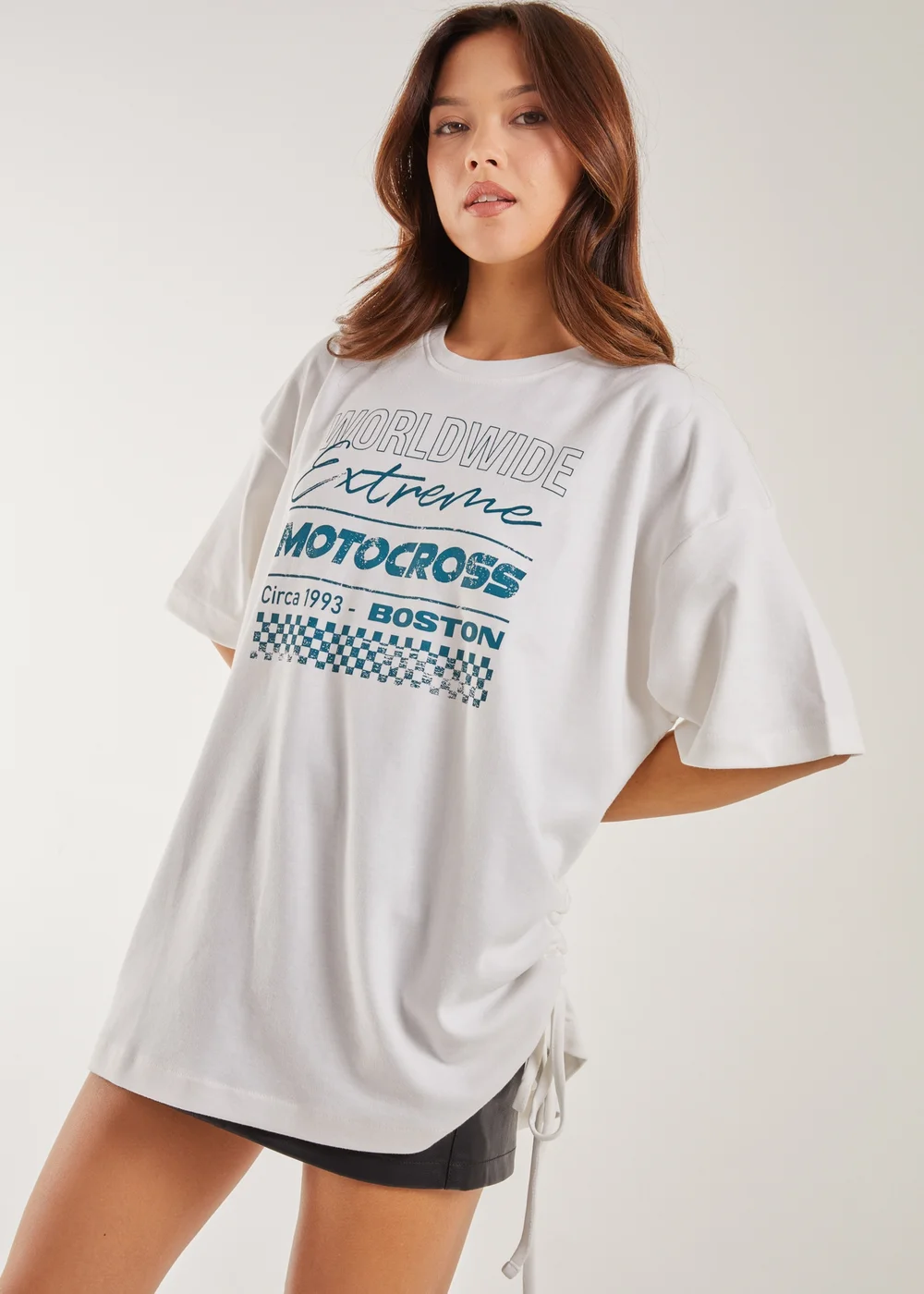 Pink Vanilla Ivory Motocross Oversized T-Shirt - S/M Image 1