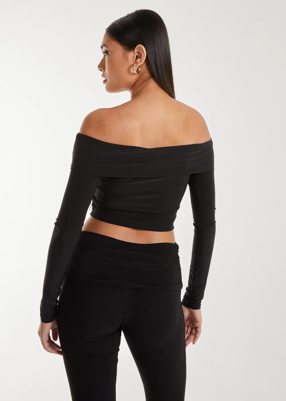 Pink Vanilla Black Corsage Detail Bardot Long Sleeve Top - S Image 4