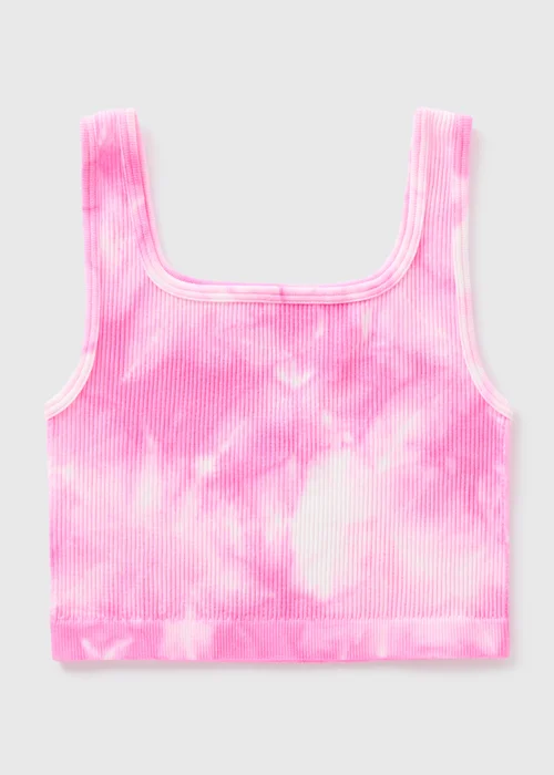 Girls Pink Tie Dye Seamless Vest (7-15yrs) - Small Image 1