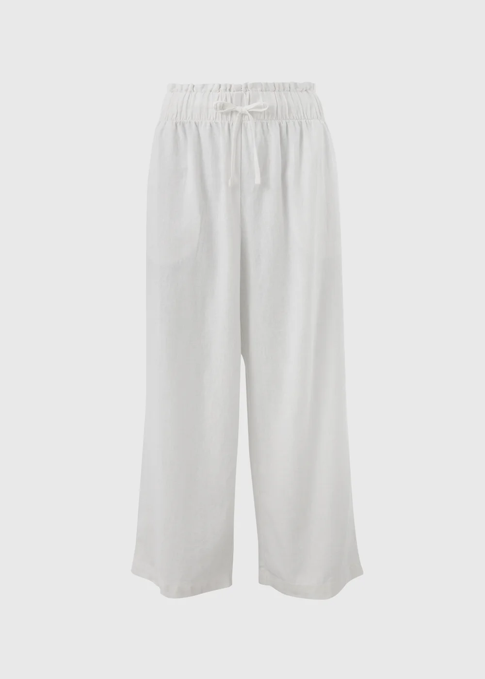 Papaya Petite White Linen Wide Leg Crop Trousers - 6 Image 5