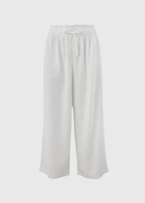 Papaya Petite White Linen Wide Leg Crop Trousers - 6 Image 5