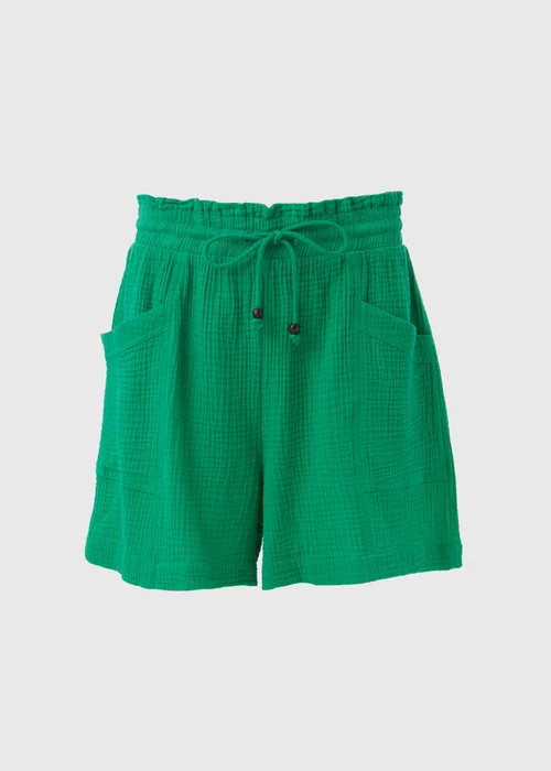 Green Textured Shorts - 8 Image 5