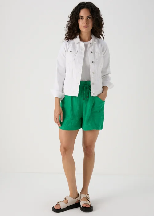 Green Textured Shorts - 8 Image 4
