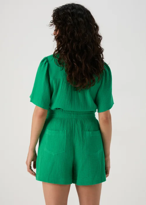 Green Textured Shorts - 8 Image 2