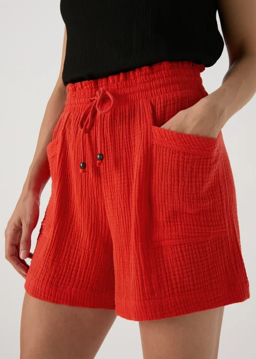 Red Textured Shorts - 8 Image 3