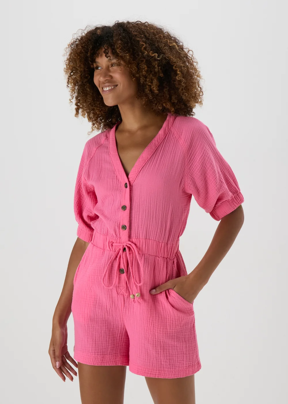 Pink Double Cloth Playsuit - 8 Image 1
