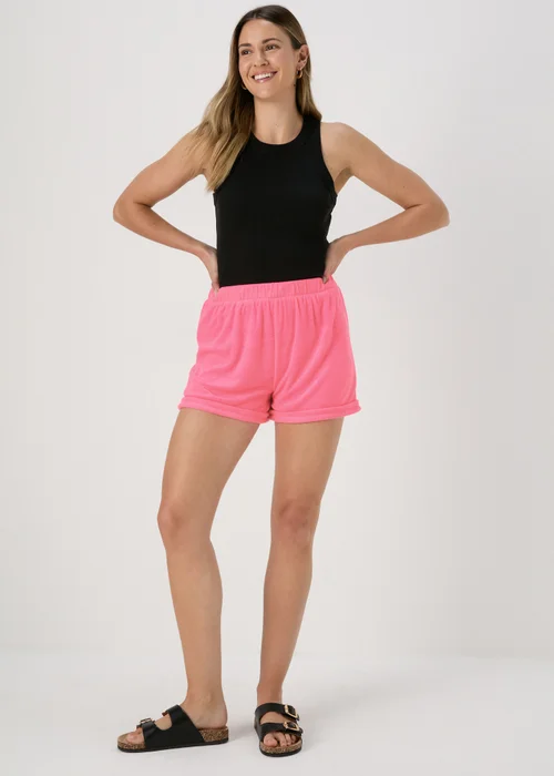 Pink Towel Textured Shorts - 8 Image 4