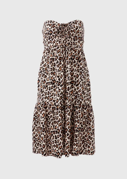 Multicolour Animal Print Bandeau Viscose Dress - 8 Image 5