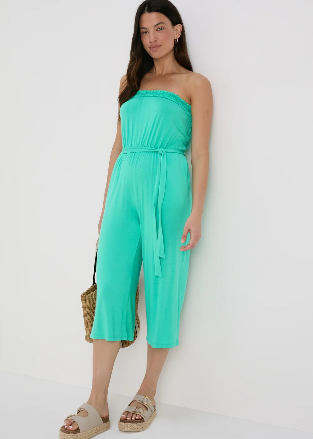 Turquoise Bandeau Jersey Jumpsuit - 8 Image 4