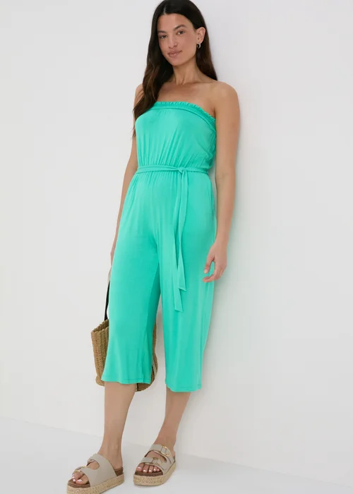 Turquoise Bandeau Jersey Jumpsuit - 8 Image 4