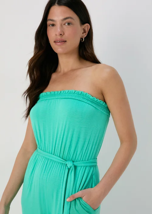 Turquoise Bandeau Jersey Jumpsuit - 8 Image 3