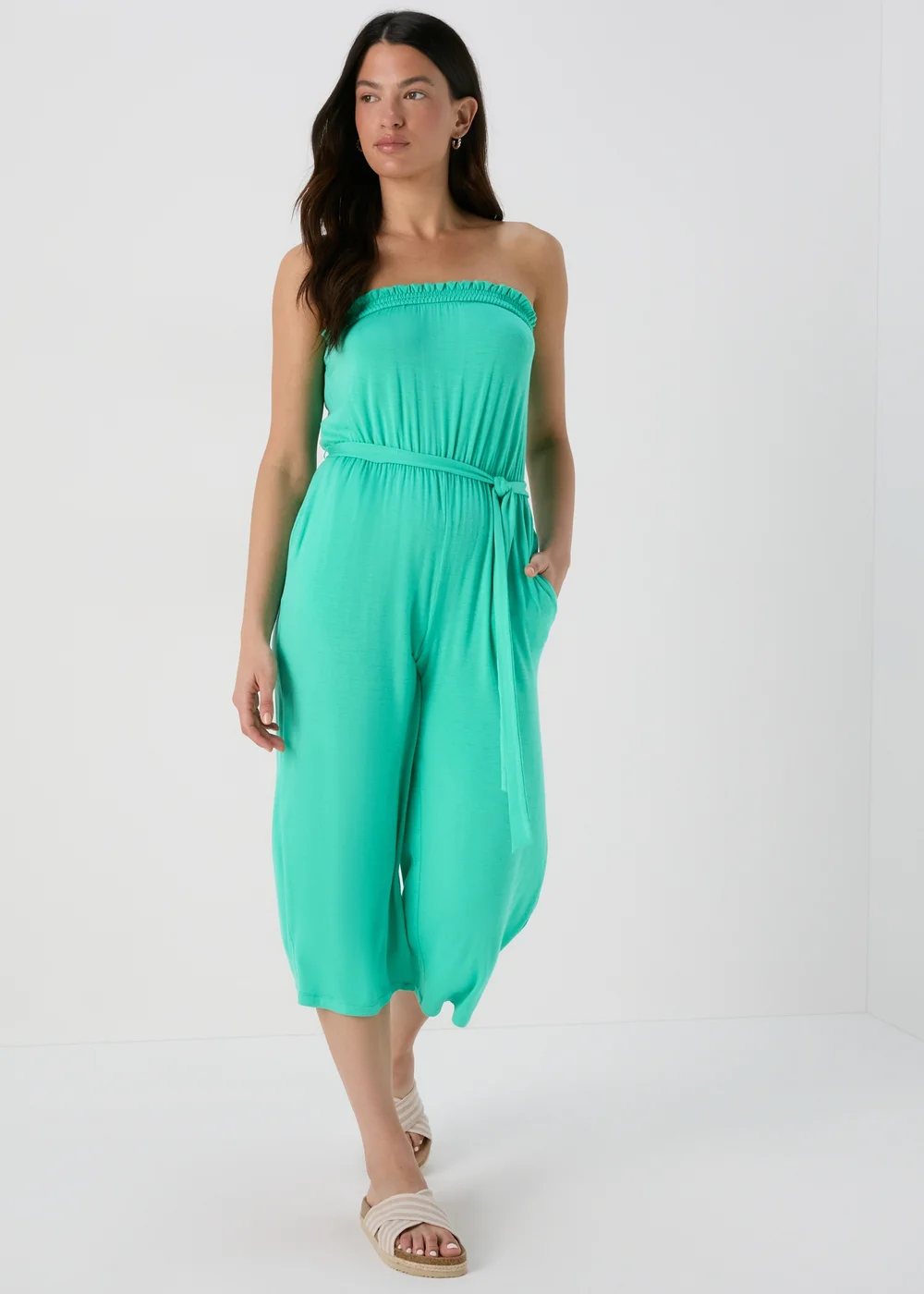 Turquoise Bandeau Jersey Jumpsuit - 8 Image 1