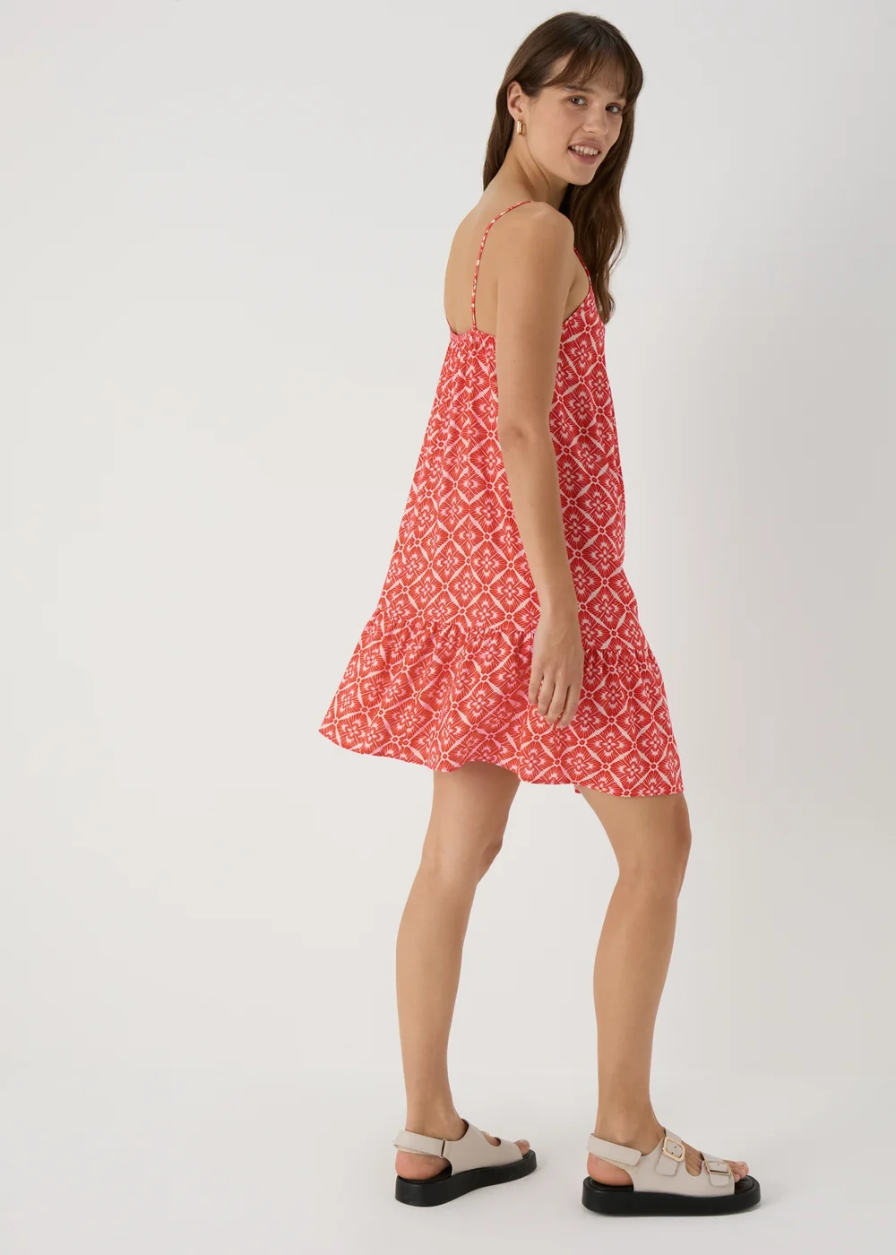 Red Abstract Print Viscose Mini Cami Dress - 8 Image 2