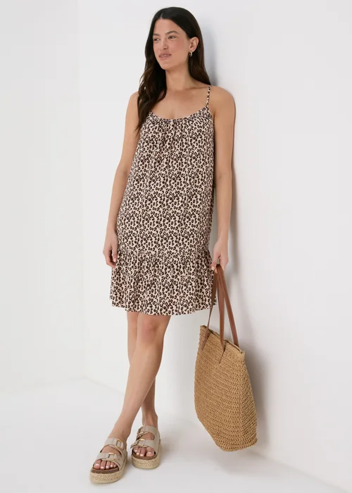 Brown Leopard Print Viscose Mini Cami Dress - 8 Image 4